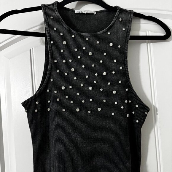 Zara Rhinestone Crop Tank - Picture 1 of 3